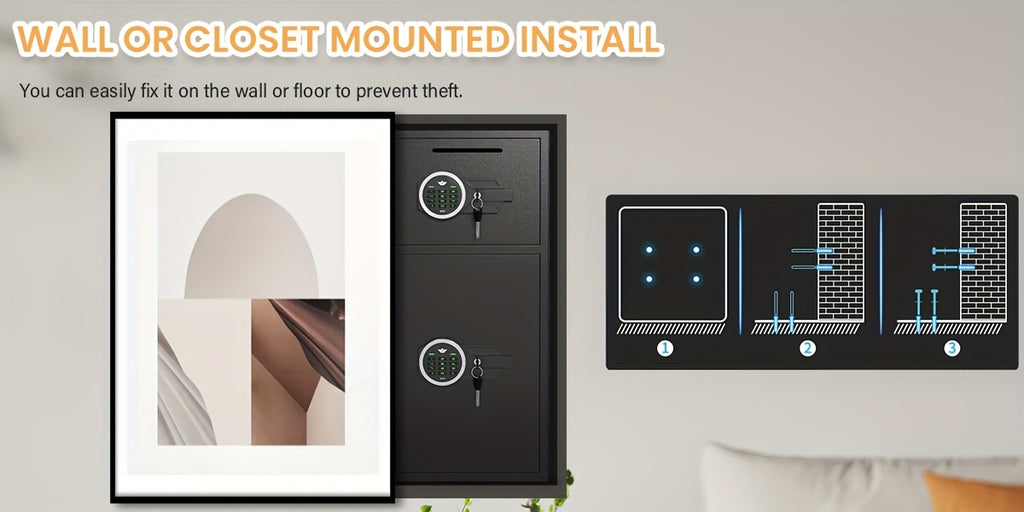 Kavey 6. 0 Cubic Foot Extra Large Home Safe Box Fireproof, Digital Home Security Safe Box with Deposit Slot & Metal Storage Box, Soft Lining Money Safe with Backlit Keypad & Dual Alarm for Home Office