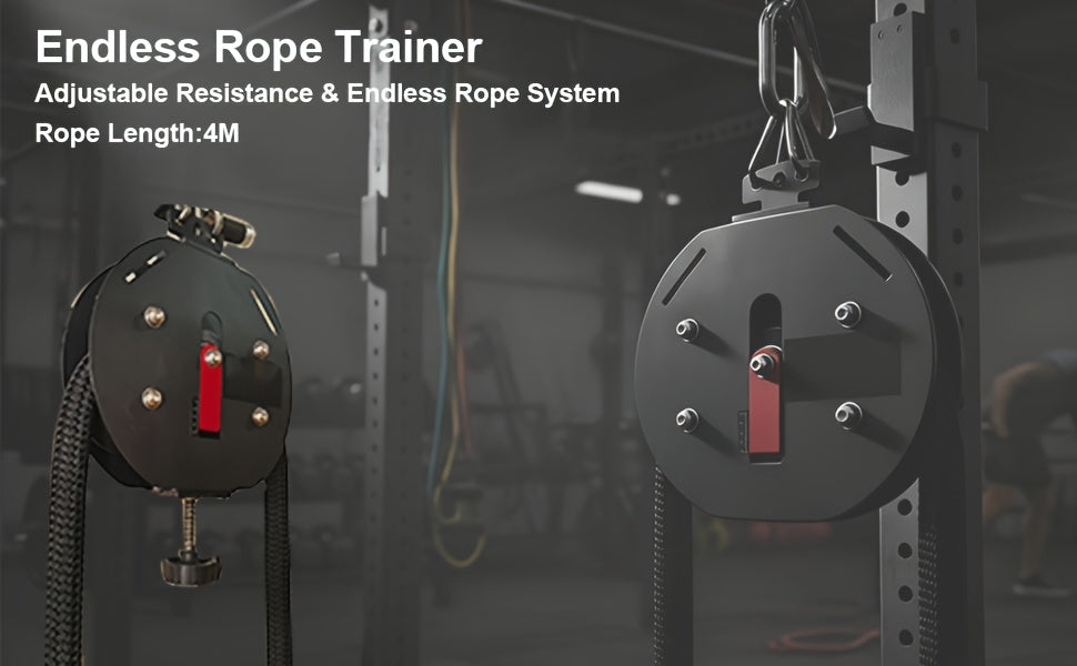 Endless Rope Trainer, Portable Cable Pulley System, Pulley Cable Machine System with Adjustable Resistance, Home Gym Equipment for Grip, Arms, Back, Body Coordination Exercises