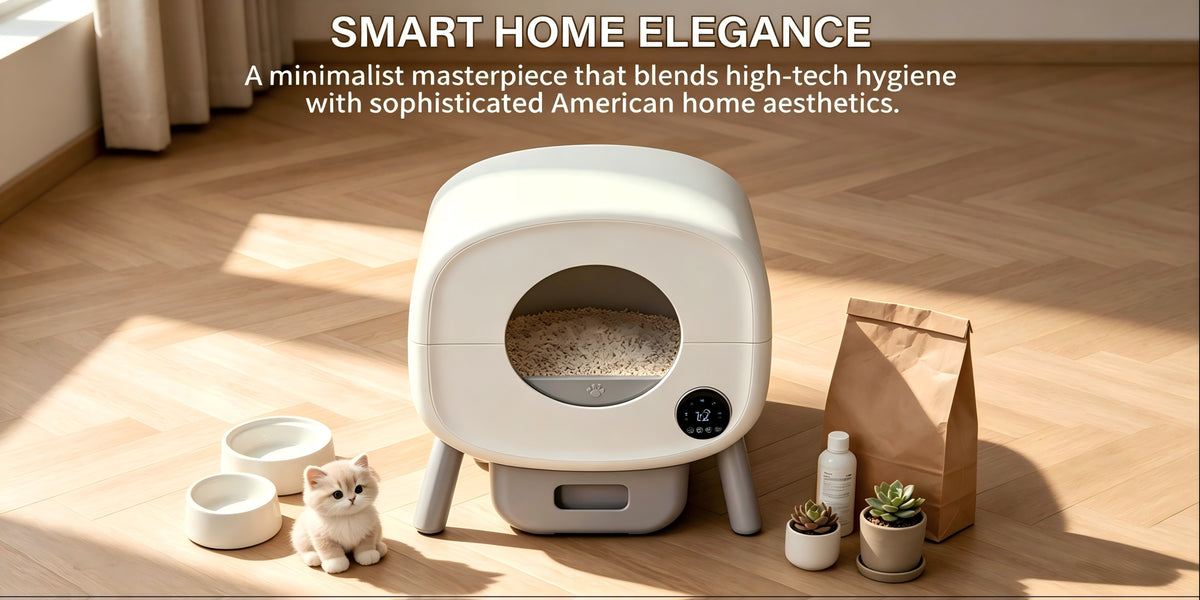 ECORUI Automatic Cat Litter Box, Self Cleaning Litter Box Large Capacity for Multiple Cats, App Control with Safety Sensors, Removable Washable Liner, 2 Rolls Garbage Bags, Grey, Refurbished, Without Battery