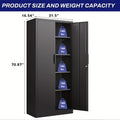 [Metal Storage Cabinet] 71"/72" Office Storage Lockers Metal Garage Storage Cabinet, Steel Locking Storage Cabinet With 2 Doors And 4 Adjustable Shelves For Home Office, Heavy Duty Metal Storage Cabinet For Warehouse, Kitchen, Garage, Black/White
