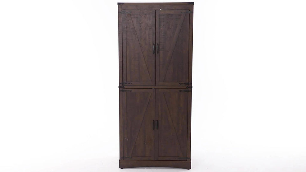 Farmhouse Tall Storage Cabinet with 4 Doors & Adjustable Shelves, 71in Pantry Cabinet for Kitchen, Living Room, Dining Room, Bathroom, Rustic Wood Storage Cabinet
