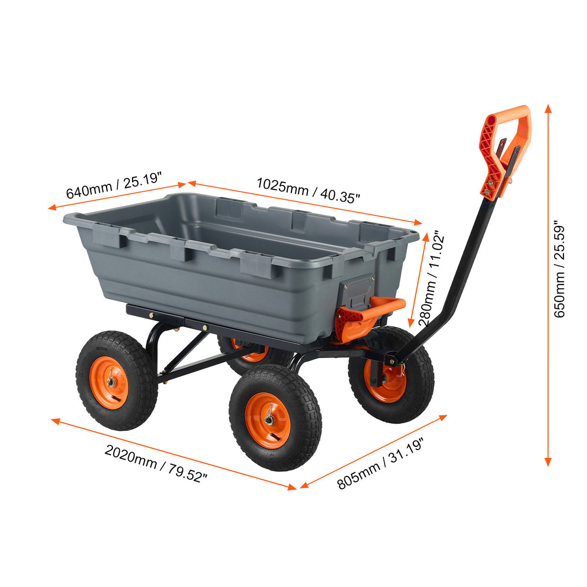 Garden Dump Cart – VEVOR 6.48 cu. ft. Yard Wagon for Heavy Loads and Tractor or Lawnmower Towing