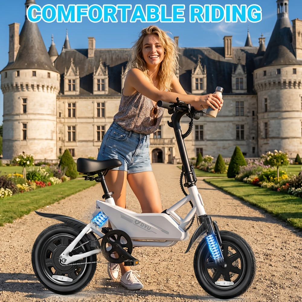 Electric Bike For Adults, 14" Ebike With 350W Motor, 36V7.8AH Battery, Commuter Electric Bicycle Dual Disc Brake, Front And Rear Suspension