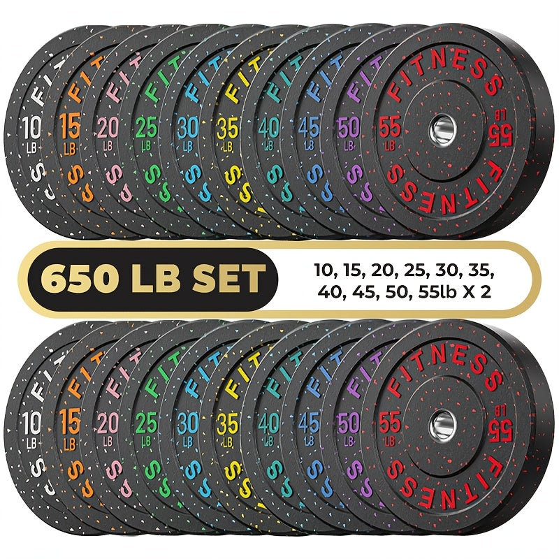 High Bounce Bumper Plates, 2-Inch Weight Plates for Weight Lifting And Strength Training, Colored Rubber Weight Plates for Home Gym
