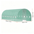 VEVOR Walk-in Tunnel Greenhouse 19.36x9.68x7.4/27.38x9.5x7.38ft Galvanized Frame PE Cover Green (No Door)
