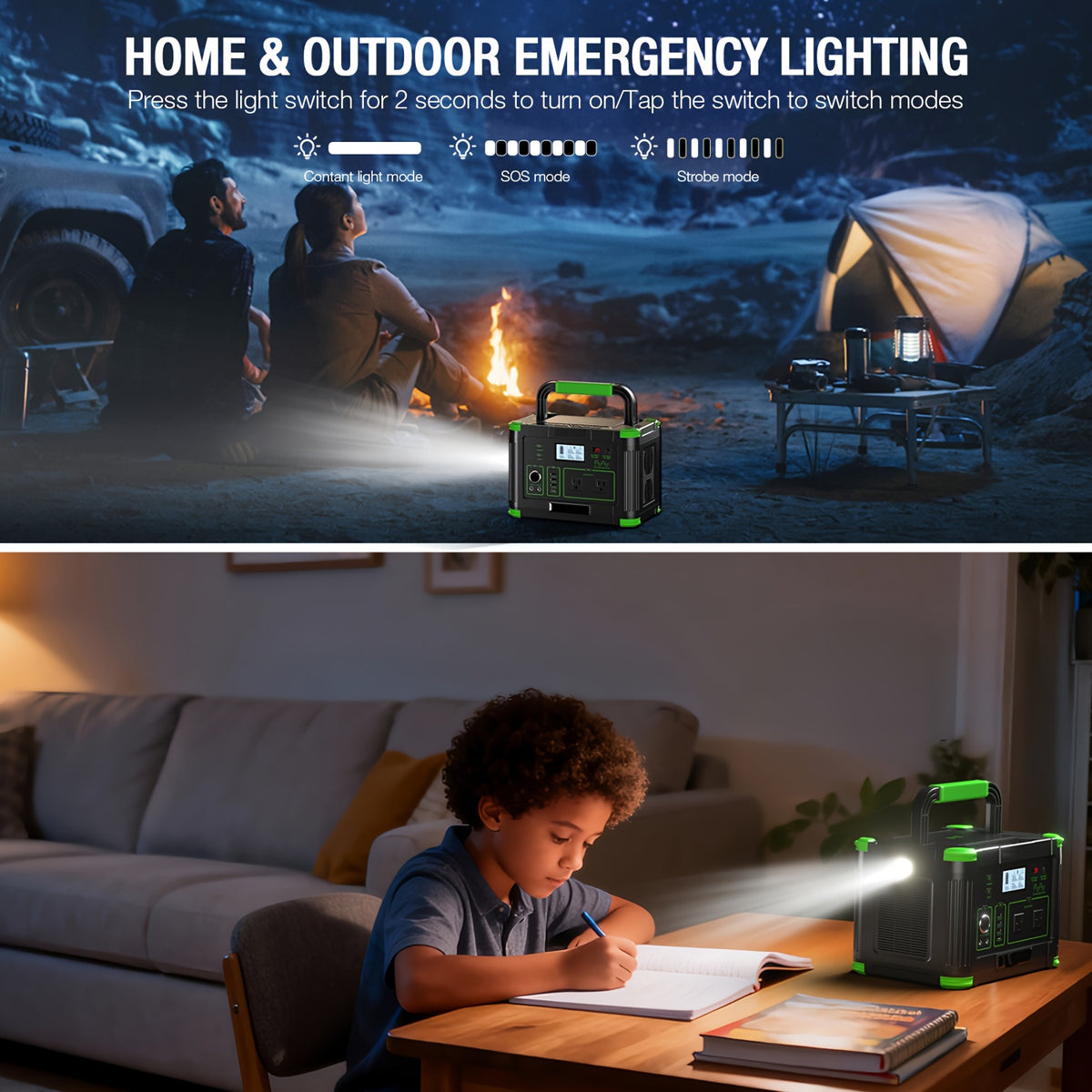 500W Solar Portable Power Station, 519Wh Portable Power Station (Peak 1000W) for Iphone Duo, Generator with Dual DC Output, PD 60W USB-C Fast Charging, ABS Material Battery Power Station Supply for Home Emergencies, Outdoor Camping, Road Trips