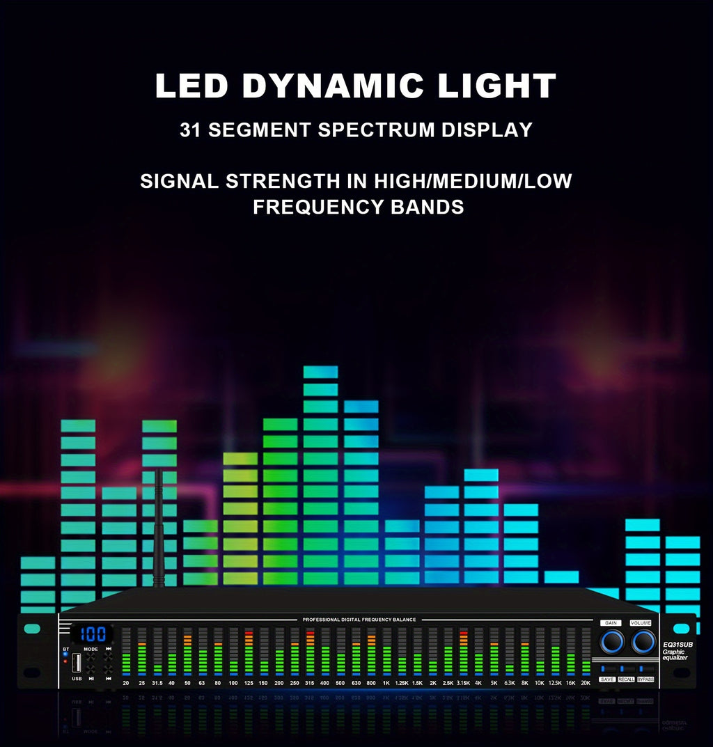 1U-EQ31 Digital Equalizer | Equipped with Real-time Spectrum Analysis, Suitable for Home Audio Systems, Studio Grade Equalizers, And Can Be Used In Conjunction with Audio Amplifiers, Amplifiers, Mixing Consoles, Mixers, Microphones, And Other Equipme