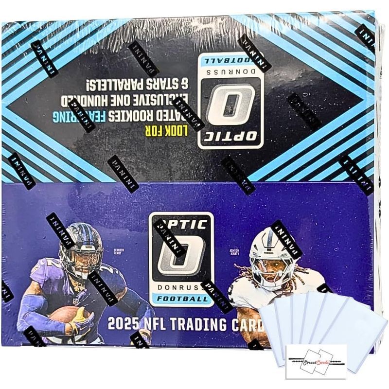 2025 Panini Donruss Optic Football NFL Retail Box with 80 Trading Cards + 6 Toploaders and StreetCards Magn