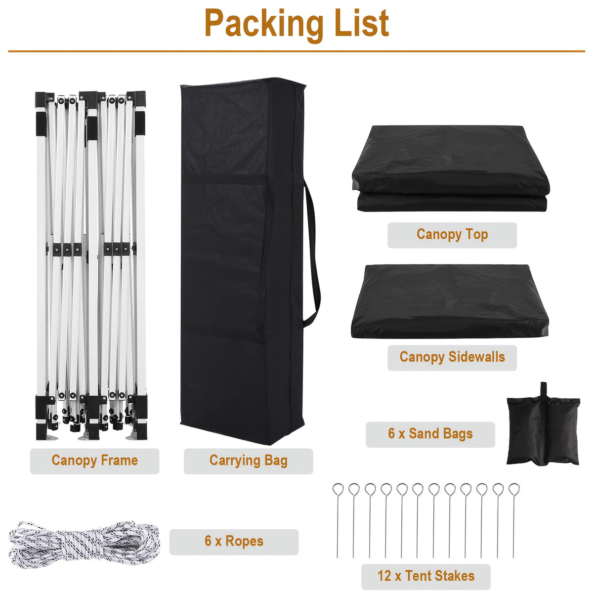 10X20ft Pop Up Wedding Party Tent with 6 Sidewalls, Heavy Duty Commercial Outdoor Canopy All Season Wind & Waterproof Canopy Gazebo with Storage Bag