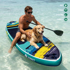 11' Inflatable Paddle Board for Adults, 34'' Extra Wide Stand Up Paddle Board with EVA Deck, Double Action Pump & Removable Fin, SUP Board 450Lb Capacity for Surf/Yoga/Family