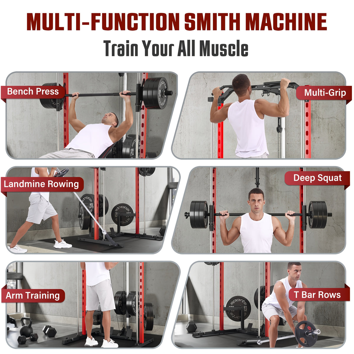 Power Cage, Multi-Functional Power Racks for Home Gym with Dual Pulley Systems, 2000 LBS Weight Capacity Fitness Squat Rack for Strength Workout with More Training Attachment Optional Weight Bench Weight Plates and Barbells Not Included