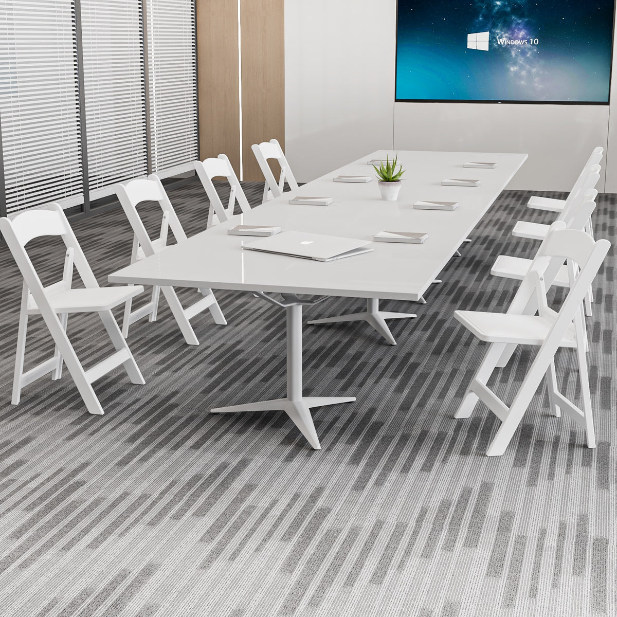 4-Pack White Folding Office Chairs, Indoor/Outdoor Resin Folding Chairs, Portable Seating Suitable For Offices, Conference Rooms, Courtyards, Home Use, Gardens