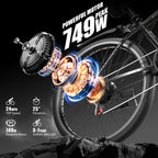 26-Inch Electric Power-Assist Bicycle, 48V 10AH Removable Battery, 749W Peak Power Motor, Up to 45 Miles Range, Max Speed 24MPH for Easier Travel. an Ideal Gift Choice!