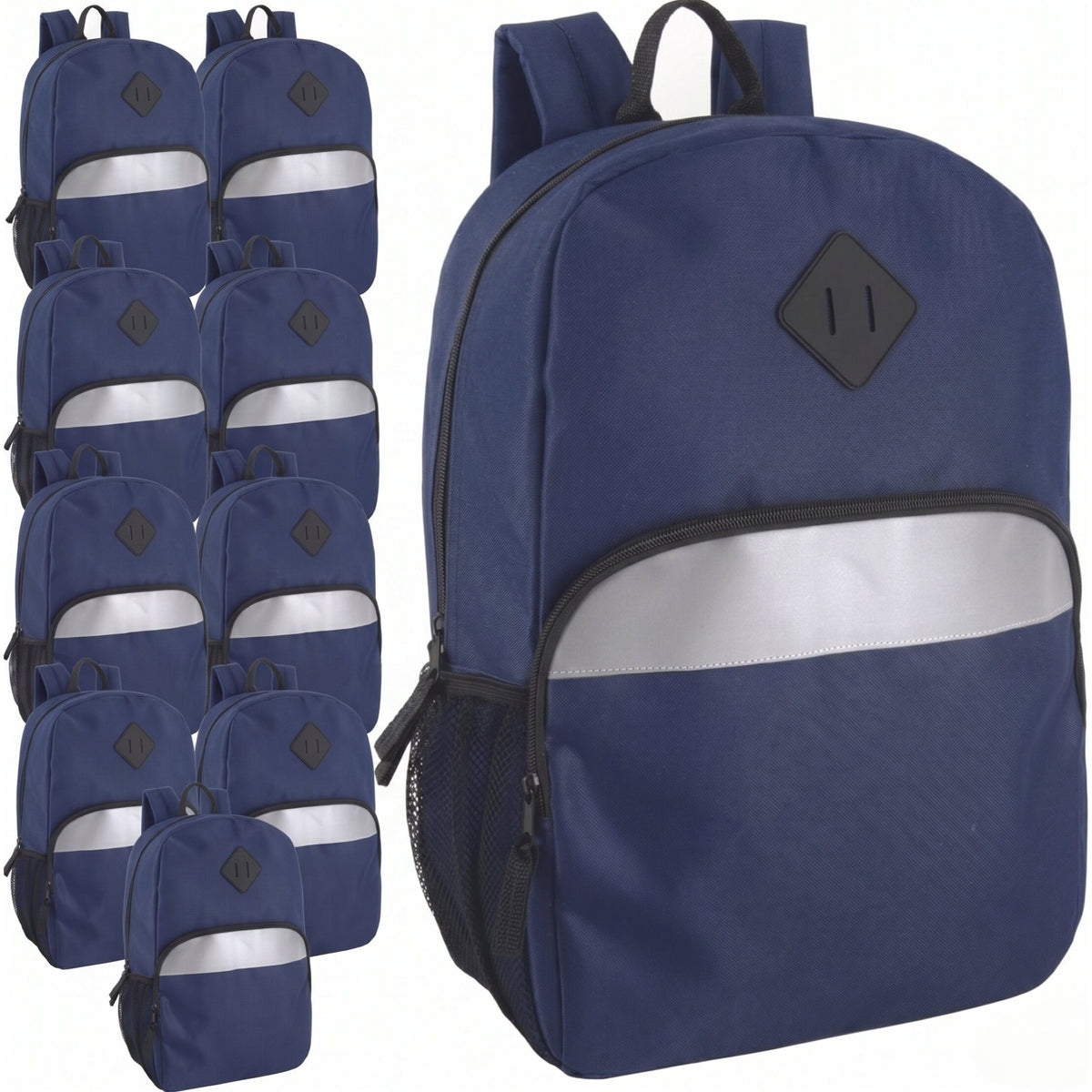 Trailmaker (24 Pack) 17" Backpack – Reflective School Backpack with Padded Straps, Water Bottle Pockets for Kids & Adults, School Travel Camp