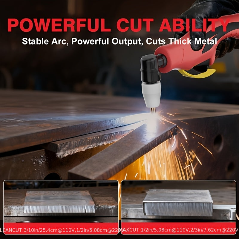 Futelo 55A Dual Voltage Plasma Cutter, 110V/220V, LED Display, Contact Pilot Arc, IGBT Inverter, Max 1/2" Clean Cut, 2T/4T Mode, Portable for DIY & Workshop, Full Complete Accessories Included