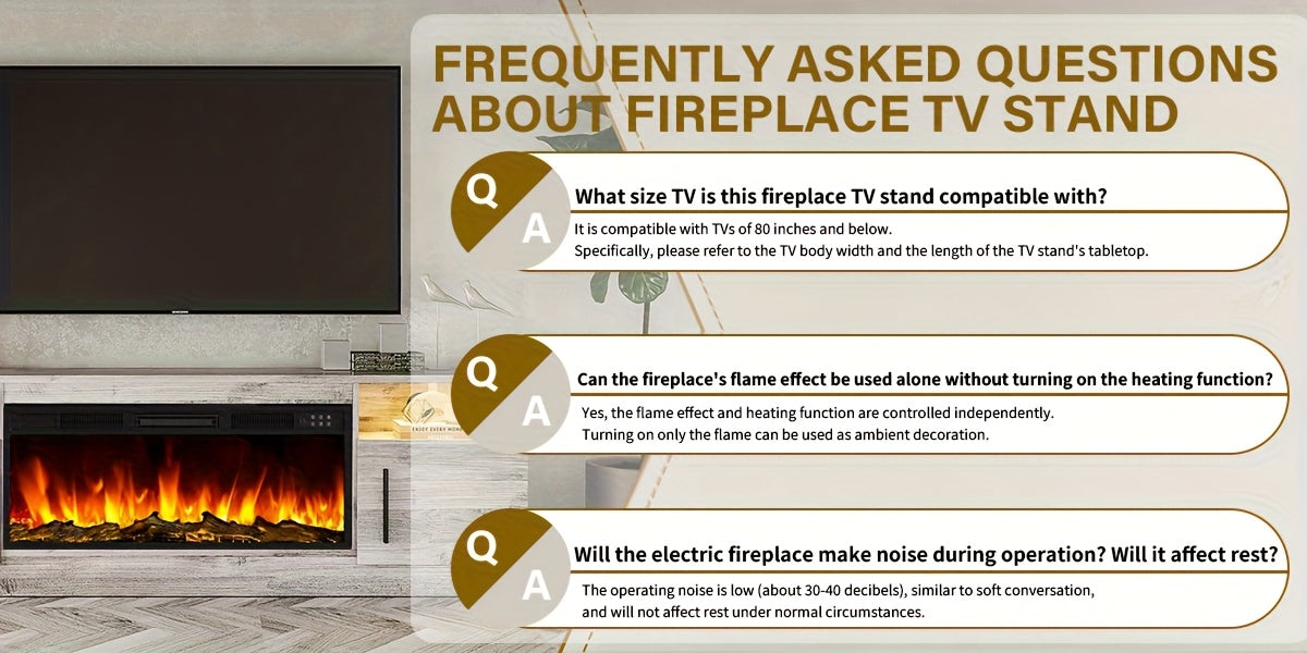 Fireplace TV Stand Entertainment Center with 36" Fireplace, Media TV Console with High Gloss Storage Cabinet And 16 Colors LED Lights, 70" Wooden TV Stand for TVs Up to 80"