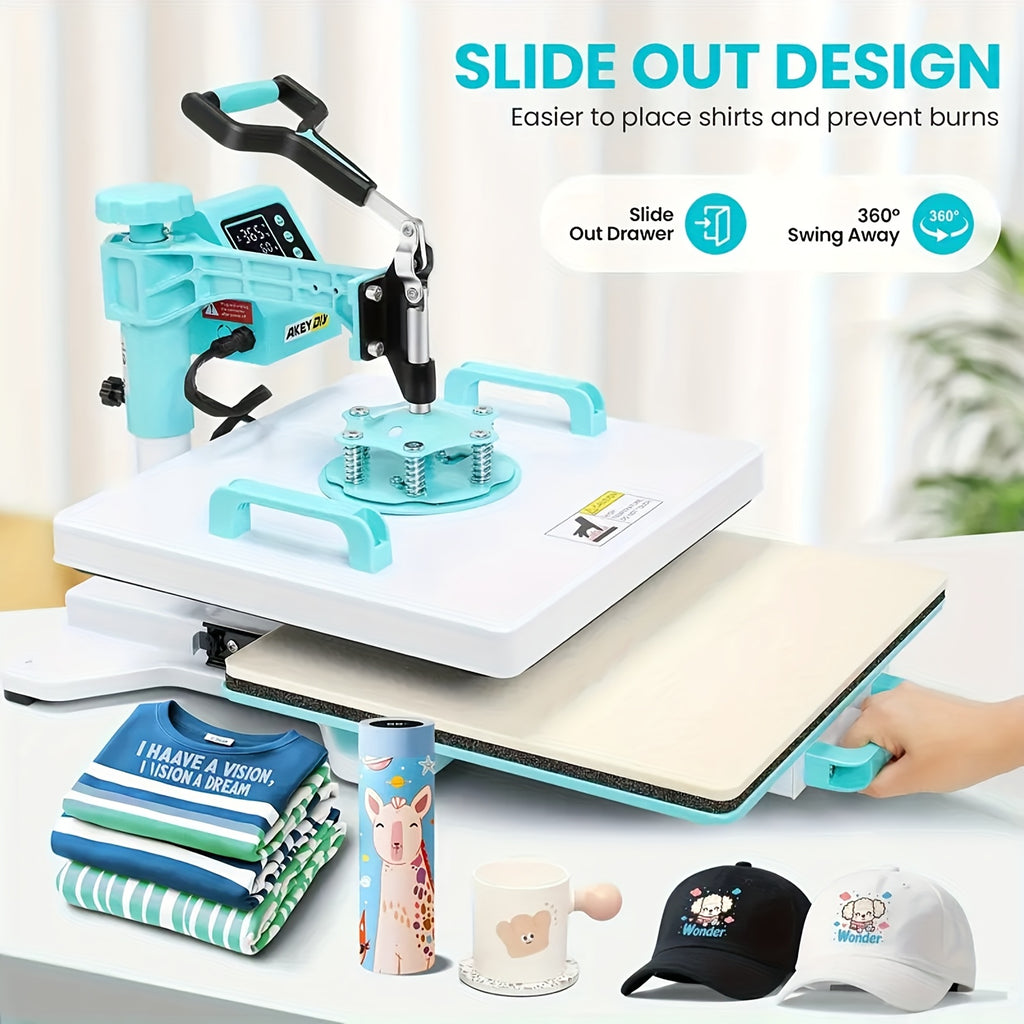 15"x15"/15"x12" - 8-in-1/ 5-in-1 Heat Press Machine Combo, Rotatable Design, Multi-Size Transfer Professional Sublimation Combination, Suitable for T-shirts, Bags, Pillows, Hats, Beanies, Roller - 3in 1 Auto Hat Press Can Only Press Hats