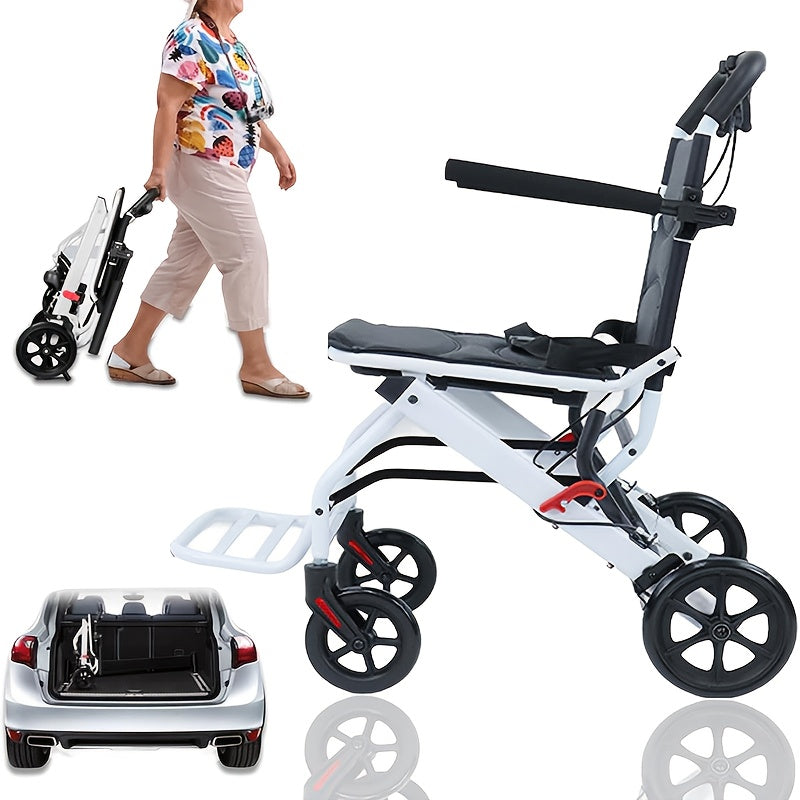 Foldable Hand-Operated Wheelchair, Lightweight Foldable Transportation Large-Sized Wheelchair, Lightweight Foldable Adult Wheelchair, Portable Adult Baby Stroller, Suitable for People, Older Adults, And Adult Travel Use