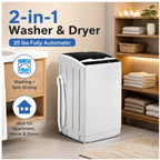 Full Automatic 2 in 1 Top Load Portable Washing Machine and Dryer Combo with Drain Pump 15.6/17.6/17.8/25Lbs Capacity 10 Wash Programs 8 Water Levels Compact Washer Dryer for Apartment RV Camping Small Living Space Travel Outdoor Home Use