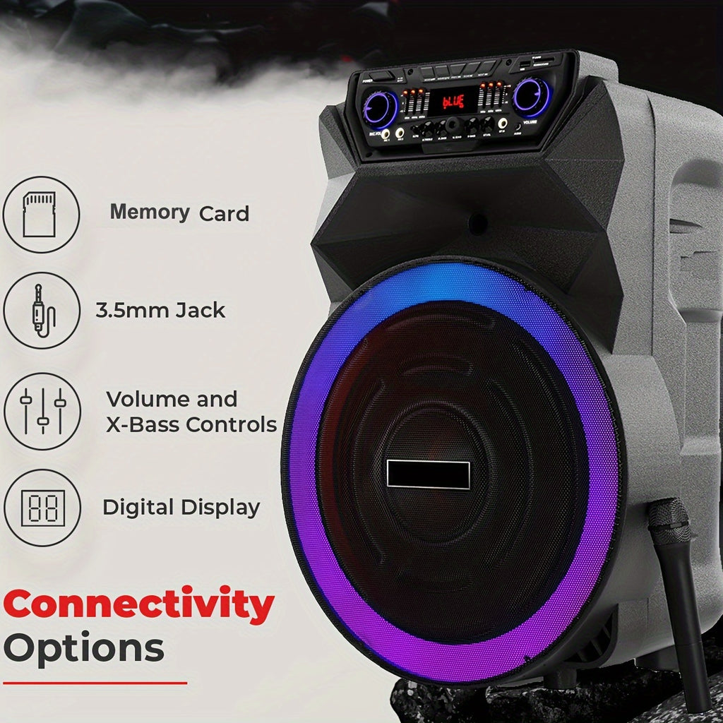 18 Inch Party Rechargeable Wireless Speaker With Deep Bass, 4500W Peak Power DJ Sound System With Wireless Microphones, USB/SD, AUX & Guitar Inputs