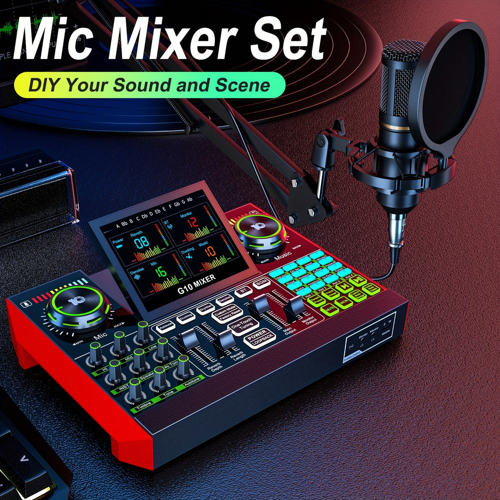 Podcast Equipment Bundle, Recording Studio Package with Voice Changer, Live Sound Card - Audio Interface for Laptop Computer Vlog Living Broadcast Live Streaming Plug And Play PC Computer Kit with Professional Chipset For, Gaming, Singing