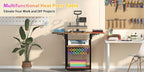 Foldable Heat Press Table, 3 Tier Movable Heat Press Stand With Vinyl Roll Holder, Heavy Duty Metal Shelf Cart For DIY Sublimation Transfer Machine And Printer, Brown