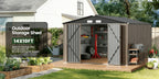 [Metal Storage Shed] 8x6ft (7.33'x5.28' Base, No Floor), 6 X 4ft, 10x12ft, 10x14ft, Metal Steel Outdoor Storage Shed with Air Vent & Lockable Doors, for Garden, Patio And Backyard, Tools, Bike