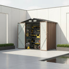 Outdoor Storage Shed with Padlock-Ready Doors and Sloped Roof for Garden Tools, Bikes or Seasonal Item Storage