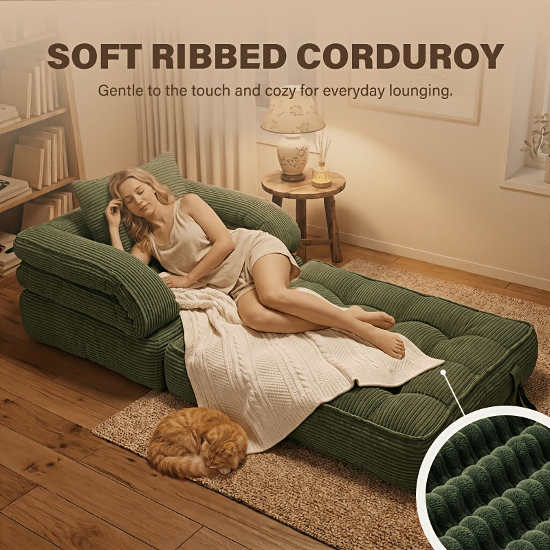 Black Friday Deal, Local Warehouse Ship 3-in-1 Compression Fold Sofa Bed, Single Convertible Chair Bed W/ Backrest & Pillow, Multi-Functional Lounge for Living Room Bedroom Apartment, for Napping, Overnight Guests, Reading & Relax, Great Gift Option
