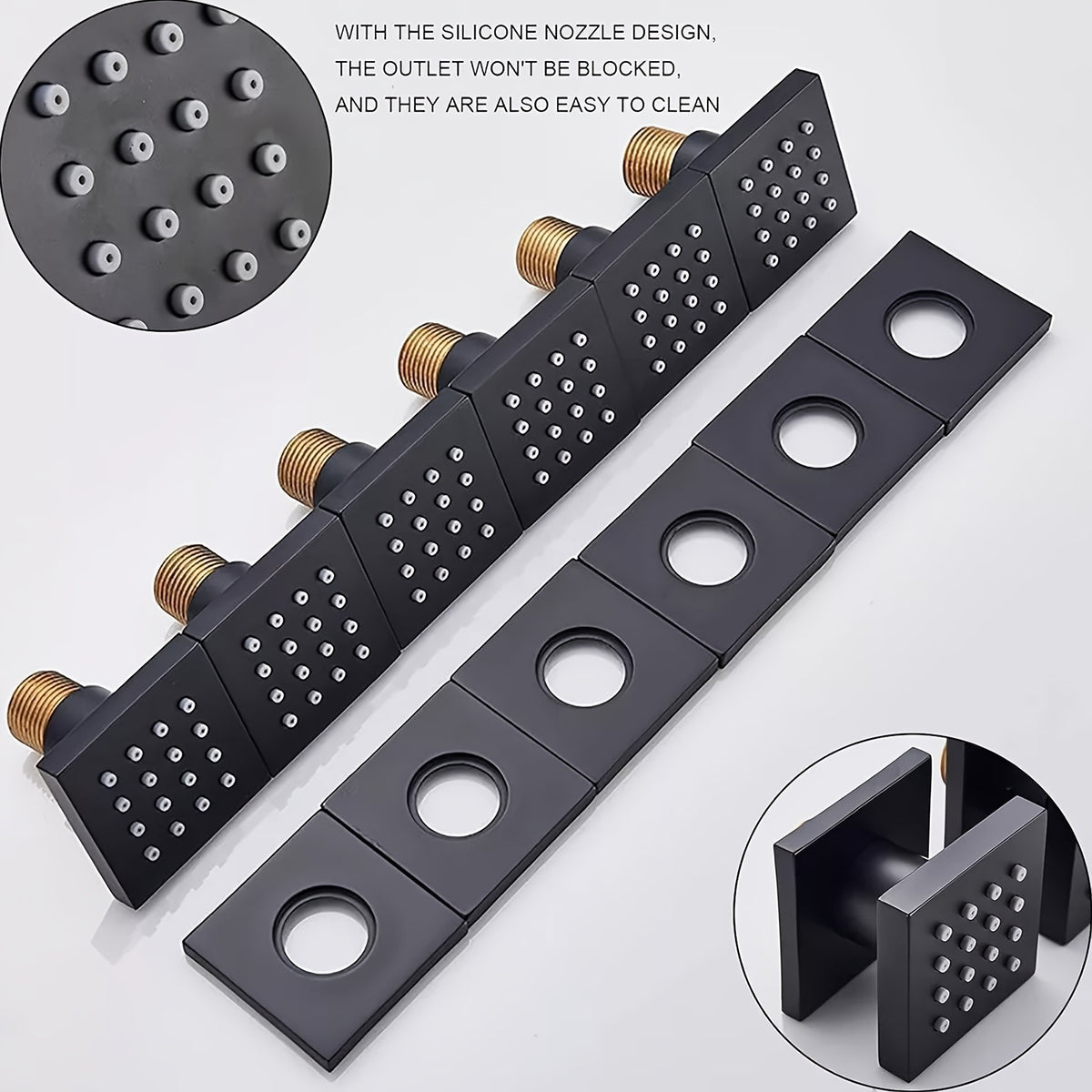Thermostatic Shower System Set, Featuring a 14X20 Inch LED High-Pressure Rainfall Shower Head, a Luxurious Bathroom Combo with a Handheld Sprayer And Six Massage Body Jets, Including Rough-In Valve Body And Trim, Bathroom Additions in Matte Black