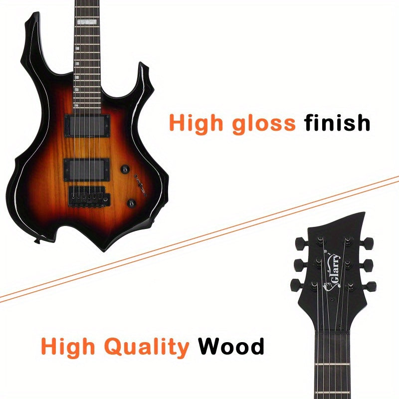 Sunset - Colored Flame Electric Guitar And Amp Set - with Closed Style Humbucker - Humbucker Pickups And Technology Wood Fingerboard