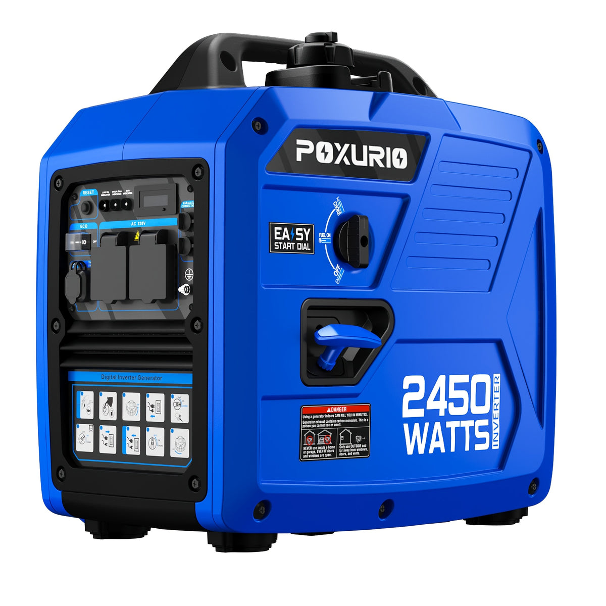 2450W Portable Inverter Generator for Home Use, Super Quiet Outdoor Generator for Camping Outdoor Emergency Power Backup, 1.6Gallon Large Fuel Tank Up to 8.3 Hours Use, EPA Compliant