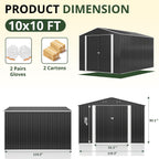 5x3-12x14ft Outdoor Storage Shed, Metal Garden Shed with Updated Frame Structure, Tool Sheds for Backyard Garden Patio Lawn, Black Or White