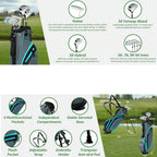 XDriveMax 8pcs Complete Golf Club Set for Men/Women Includes Stand Bag with Rain Hood, Fairway Wood Head Covers, Hybrid, Irons And Putter