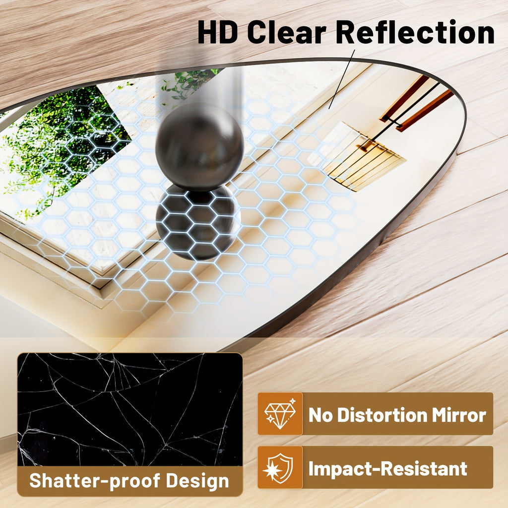 Furnbar Full Length Mirror, 81"X41" Floor Mirror with Stand, Standing Hanging Leaning Irregular Mirrors for Bedroom Living Room Entryway, Wavy Shaped