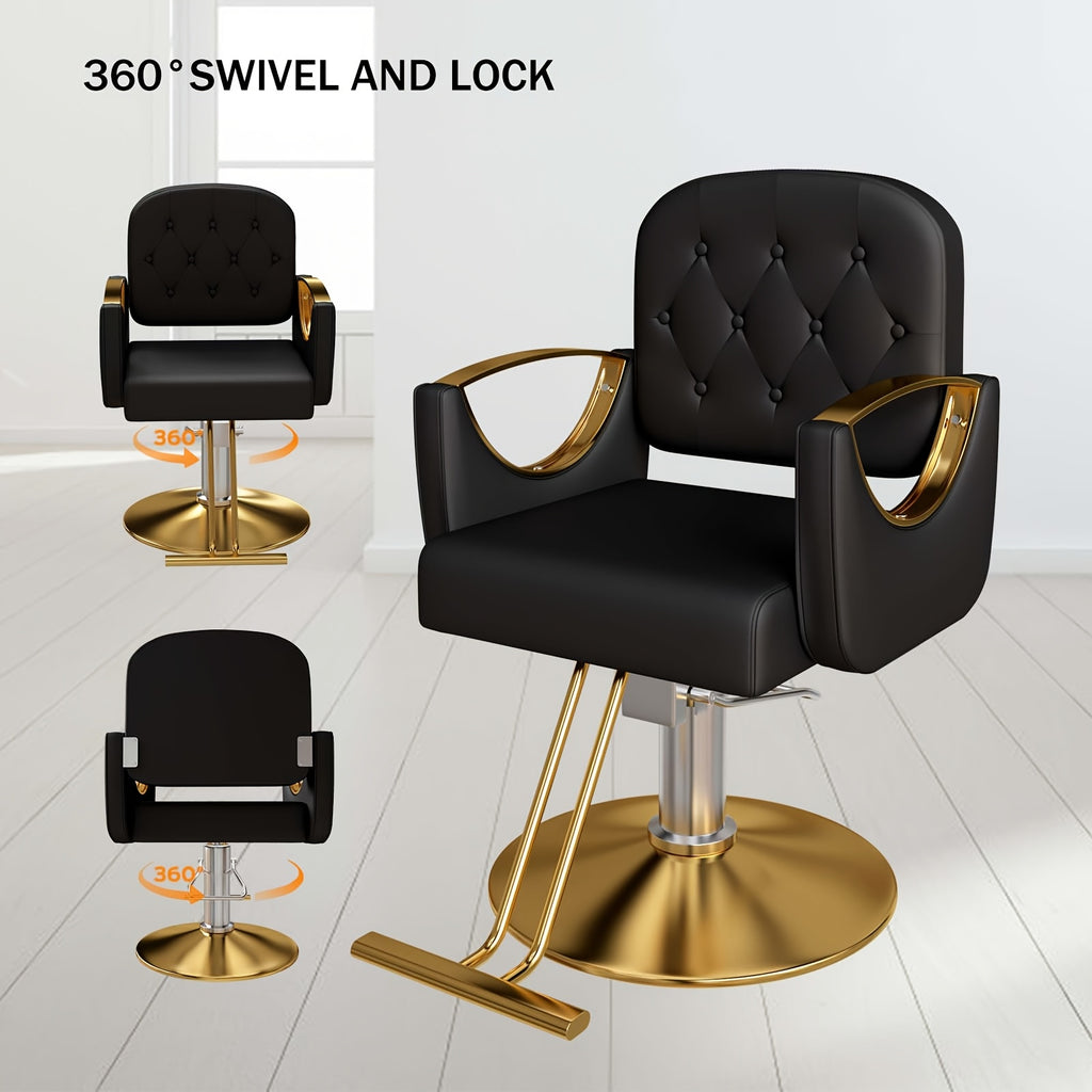 Barber Chair Salon Chair 360 Degrees Rolling Swivel Barber Chairs Hydraulic Hair Chair Capacity Up to 330Lbs All Purpose Beauty Spa Equipment, Black