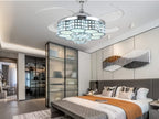 42-Inch Crystal Decoration with RGB Ceiling Fan And Light, Supports Infinite Dimming And Light Memory. with Speakers, 6 Speeds Reversible Blades, Flush Mount Chandelier Ceiling Fan Remote Control And APP Convenient Control Way