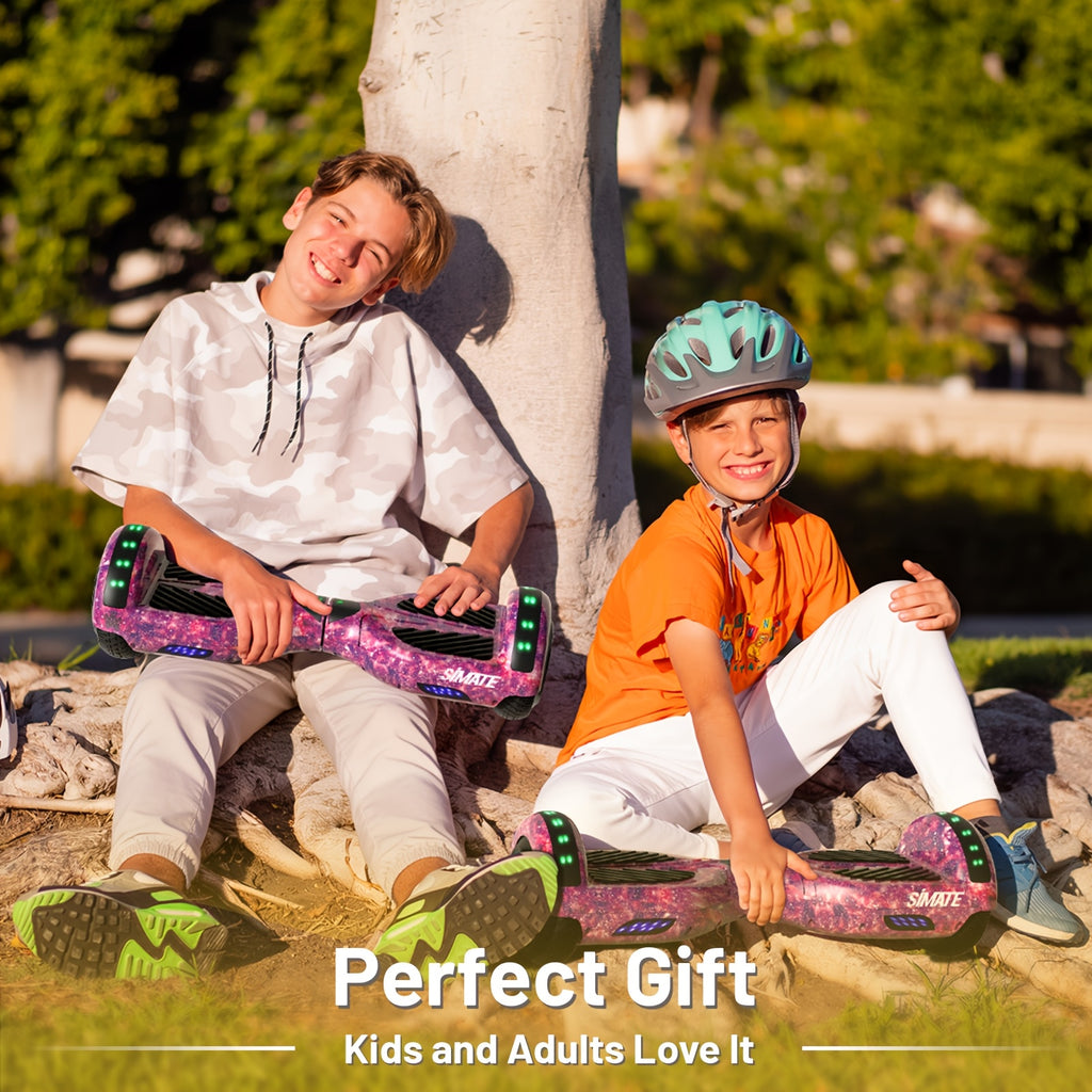 SIMATE 6.5" Hoverboard for Kids, Colorful LED Lights, Self-Balance Technology, Gift for Children, Teenagers And Adults, Maximum Speed Up to 7.5mph, Maximum Range Of 7.5 Miles, 300W