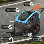 MOJAY Bike Trailer for Kids, 2in 1 Canopy Carrier Converts to Stroller Suitable for 1 to 2 Kids, 12+ Months, Quick Attach to Bike, Foldable, with 5-Point Harness And Storage Bags