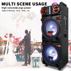 Sound Portable Party Bluetooth Speakers Loud Sound Powerful, DJ Sound Stereo Loud Bass Karaoke Machine with Sound Reactive Party Lights, USB/SD Input and Telescopic Pull Rod, Remote Control