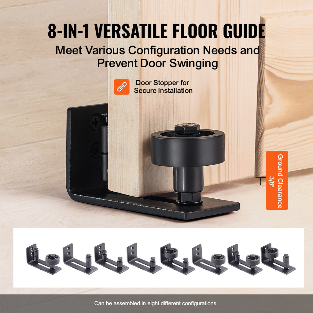 VEVOR Barn Door and Hardware Kit, 30/36" x 84" Wood Sliding Barn Door, Smoothly and Quietly, Barn Door Kit with 8-in-1 Floor Guide and Door Handle, Spruce Wood Panelled Slab, Easy to Install