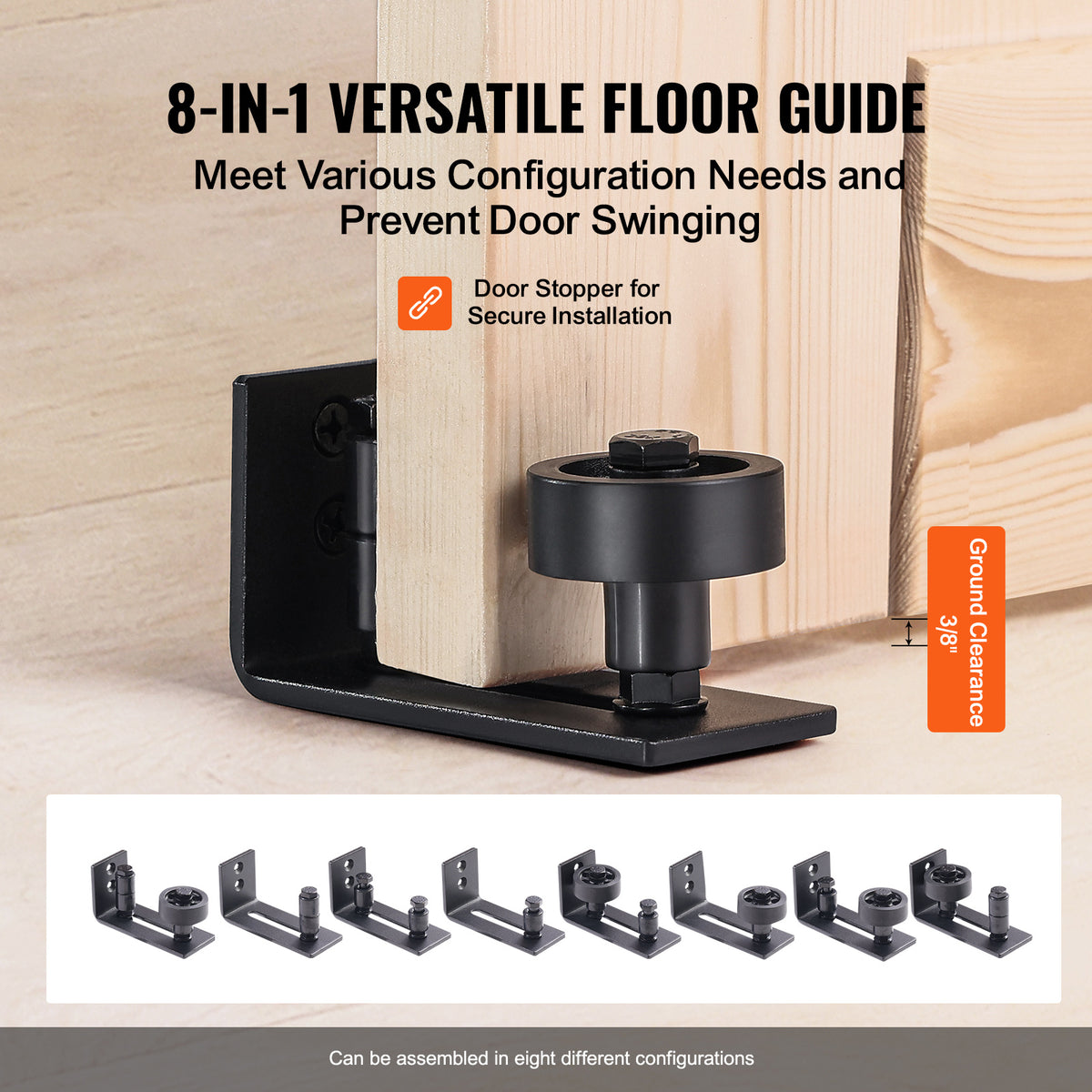 VEVOR Barn Door and Hardware Kit, 30/36" x 84" Wood Sliding Barn Door, Smoothly and Quietly, Barn Door Kit with 8-in-1 Floor Guide and Door Handle, Spruce Wood Panelled Slab, Easy to Install