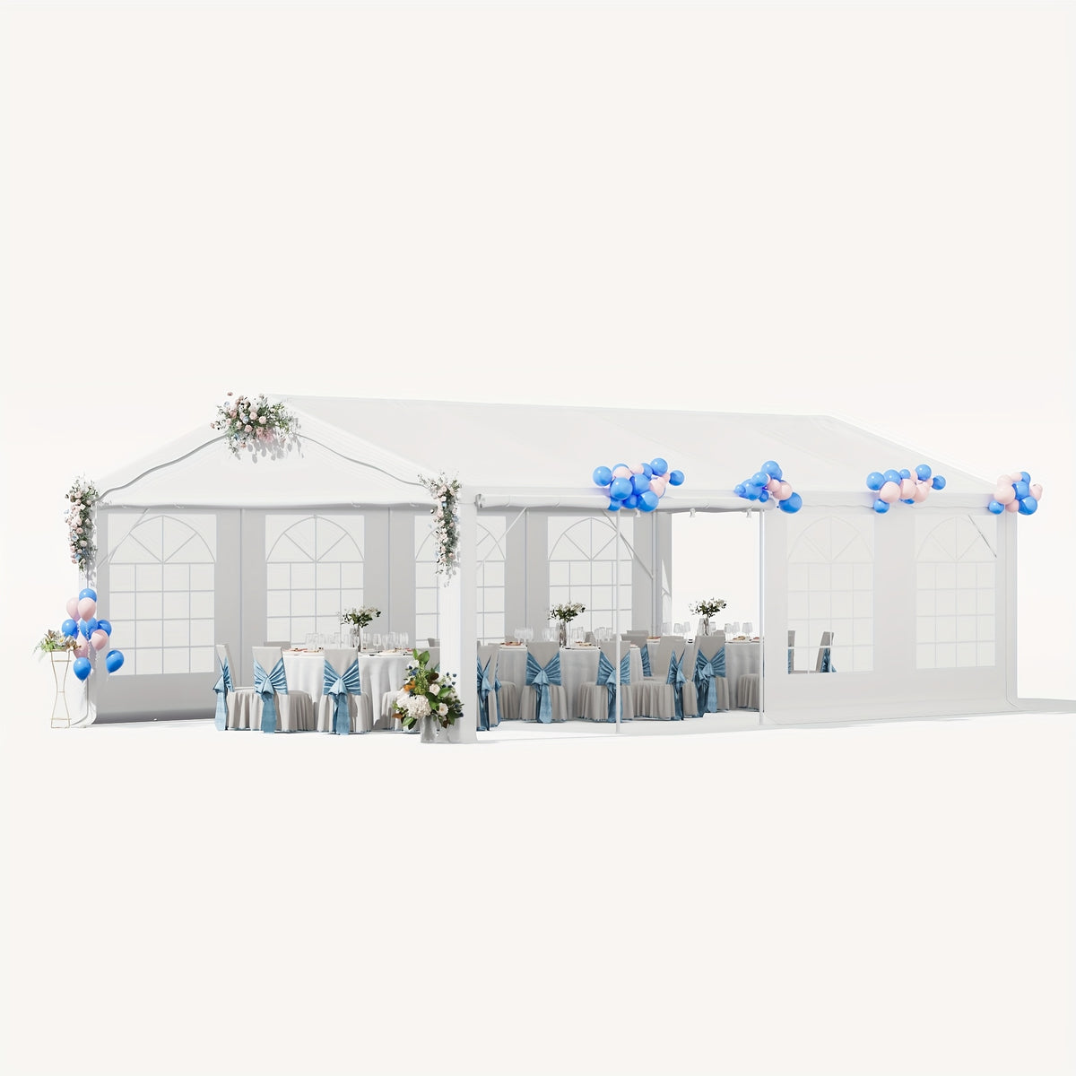 GUNJI 20x40FT & 13*26FT Heavy Duty Outdoor Party Tent, White Wedding Canopy With Removable Sidewalls, Roll-Up Doors, Storage Bags, Event & Commercial Gazebo Shelter