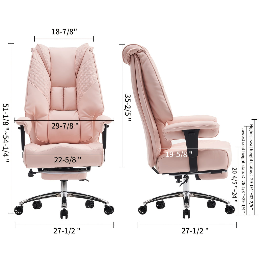 [PU Leather Executive Chair] Efomao Desk Office Chair 400LBS, Big And Tall Office Chair, PU Leather Computer Chair, Executive Office Chair With Leg Rest And Lumbar Support