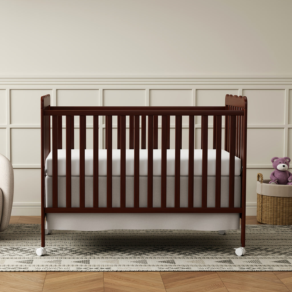 Goldzone 4in 1 Convertible Baby Crib, Wooden Baby Stuffs Converts Into Toddler Bed, Daybed, Newborn Essential with 3 Adjustable Base, Nursery Decor Necessities with Wheel & Non-Toxic Finishes, Item Weight: 36lbs, Maximum Weight Recommendation: 50lbs