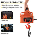 VEVOR 3-in-1 Electric Hoist Winch, 1100lbs Portable Electric Winch, 1500W 110V Power Winch Crane, 25ft Lifting Height, w/Wire and Wireless Remote Control, Overload Protection for Lifting Towing