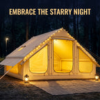 LILYPELLE Inflatable Camping Tent for 4-6 People, Easy Setup Oxford Cloth Air Tent with Stove Jack And Hand Pump, Spacious Glamping Tent House for Adults
