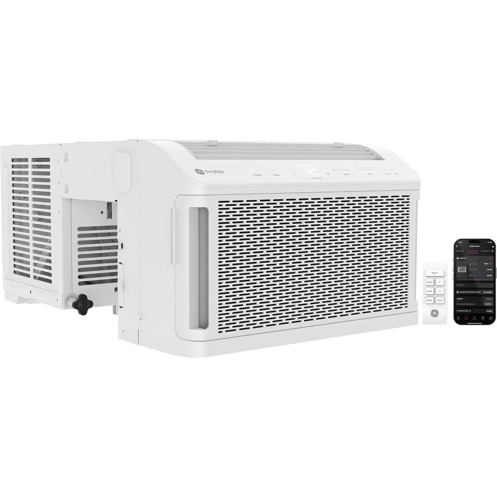 GE Profile ClearView Window Air Conditioner Unit, 8, 300 BTU, Energy Efficient Cooling up to 350 sq ft., Ultra Quiet, SMART Home Capable, Includes Remote, White - Refurbished
