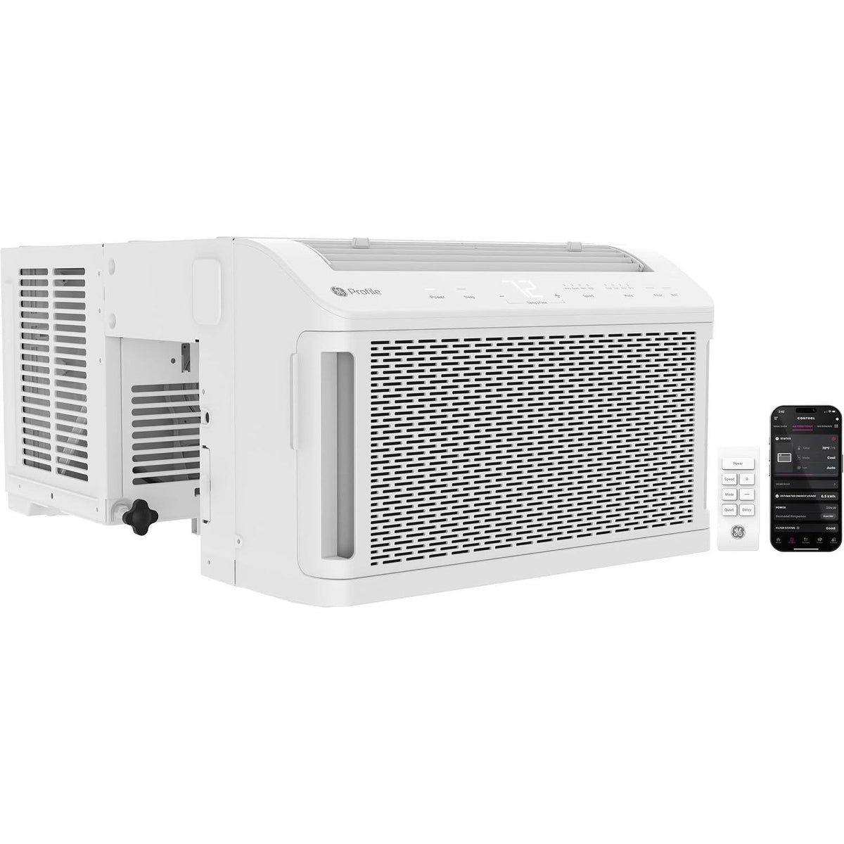 GE Profile ClearView Window Air Conditioner Unit, 8, 300 BTU, Energy Efficient Cooling up to 350 sq ft., Ultra Quiet, SMART Home Capable, Includes Remote, White - Refurbished