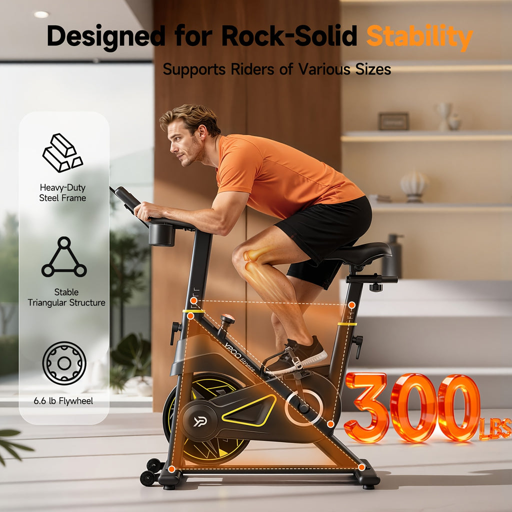 Exercise Bike Adjustable for Home Cardio Workout with 300 LBS Capacity, Comfortable Seat Cushion & Silent 25dB, Multi-level Adjustment Enables Measurement Of Heart Rate, Family Exercise Bike